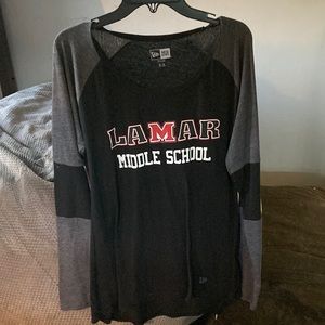 Lamar middle school athletics shirt.